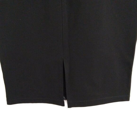 Black Leatherette&Jersey Cummerbund Elastic Waist Washable Pencil Skirt SzS - Picture 8 of 9